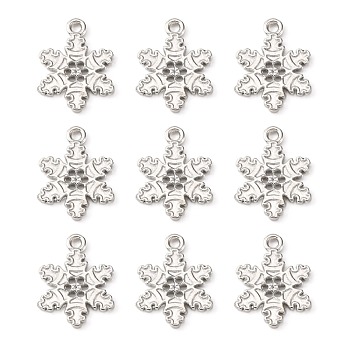 Tibetan Style Alloy Snowflake Pendants, Lead Free and Cadmium Free, Platinum, 22x16x2mm, Hole: 1.5mm