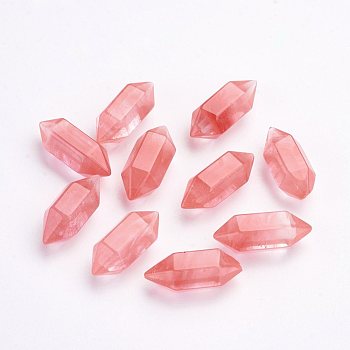 Watermelon Stone Glass Beads, No Hole/Undrilled, Double Terminated Point, 20x8mm