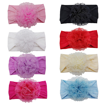 Nylon Elastic Baby Headbands, for Girls, Hair Accessories, Flower, Mixed Color, 160x80mm