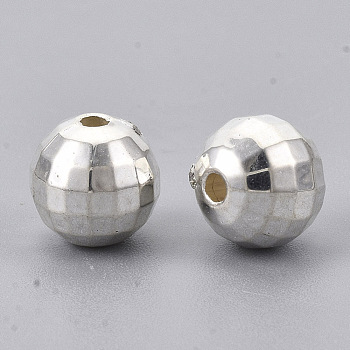 CCB Plastic Beads, Faceted, Round, Silver, 8mm, Hole: 1.5mm, about 1750pcs/500g