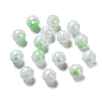 Two Tone Opaque Acrylic Beads, Round, Lime Green, 10mm, Hole: 1.8mm, about 1020pcs/500g