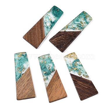 Medium Turquoise Trapezoid Resin+Wood Pendants