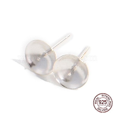 Real Platinum Plated Round Sterling Silver Stud Earring Findings