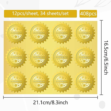 34 Sheets Self Adhesive Gold Foil Embossed Stickers(DIY-WH0509-045)-2