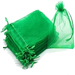 Organza DIY Craft Drawstring Bag, for Valentine Birthday Wedding Party Candy Wrapping, Green, 9x7cm(PW-WG52D1B-29)