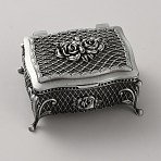 Retro Embossed Flower Alloy Jewelry Storage Decorative Boxes, Rectangle, Antique Silver, 9.5x7.2x5cm(CON-WH20008-27A)