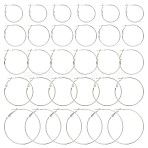 30Pcs 6 Style Brass Hoop Earring Findings, Ear Wire, Ring, Real Platinum Plated, 21 Gauge, 24.5~50x1.2mm, Pin: 0.7mm(FIND-BBC0003-23P)