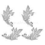 Gold and Silver Thread Silk Embroidered Sequins, Flower, Silver, 395x215x1mm(DIY-WH0816-144B)