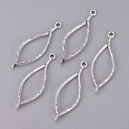 Tibetan Style Oval Links connectors, Cadmium Free & Lead Free, Antique Silver, 44x14x1.5mm, Hole: 1.5mm(TIBEP-A10954-AS-LF)