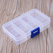 8 Compartments Polypropylene(PP) Bead Storage Containers, Rectangle, Clear, 10.8x7x2.3cm, Hole: 6mm(CON-R007-01)