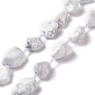 Natural Howlite Beads Strands, Nuggets, 16~36.8x13~28.5x8~21mm, Hole: 2~3.8mm, about 13pcs/strand, 16.26~17.52''(41.3~44.5cm)(G-B024-07)