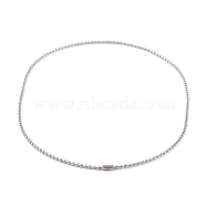 304 Stainless Steel Ball Chain Necklaces for Women, Stainless Steel Color, 16.06 inch(40.8cm), bead: 2mm(NJEW-G135-01E-P)