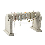 Column Wood Bracelet Displays, Covered with Hemp Cloth, T-bar Bracelet Display Stand, PapayaWhip, 24.5x11x14cm, Column: about 5cm in diameter(BDIS-N005-02)