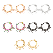 DICOSMETIC 10 Pairs 5 Colors 304 Stainless Steel Hoop Earring Findings, with Horizontal Loops, Ring, Mixed Color, 16x20x2.5mm, Hole: 1.8mm, Pin: 0.9mm, 2 Pairs/color(STAS-DC0011-06)
