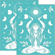 Self-Adhesive Silk Screen Printing Stencil, for Painting on Wood, DIY Decoration T-Shirt Fabric, Turquoise, Goddess Pattern, 195x140mm(DIY-WH0337-044)