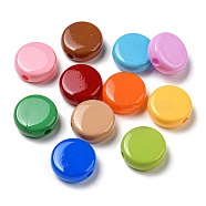 Opaque Acrylic Beads, Flat Round, Mixed Color, 17.5x18x7mm, Hole: 2.5mm(MACR-D081-11)