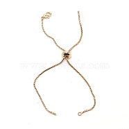 Brass Slider Bracelets Makings, with Box Chains and Lobster Claw Clasps, Light Gold, 9-7/8 inch(25cm), Hole: 1.5mm(AJEW-WH0239-85)