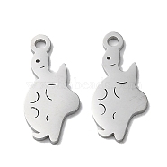 304 Stainless Steel Pendants, Manual Polishing, Tortoise Charms, Stainless Steel Color, 18x8.5x1mm, Hole: 1.6mm(STAS-Q303-22P)