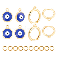 DIY Evil Eye Earring Making Kit, Including Brass Huggie Hoop Earring Finding & Jump Rings & Enamel Charms, Golden, 18Pcs/box(DIY-AR0002-83)