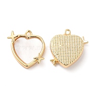 Natural Shell Heart Charms with Brass Findings, Real 18K Gold Plated, 15x13x4mm, Hole: 1mm(KK-F855-14G)