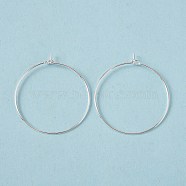 Brass Wine Glass Charm Rings, Hoop Earrings Findings, Silver, 30x0.8mm, 20 Gauge(EC067-3S)