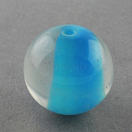 Resin Beads, with Glitter Powder Inside, Round, Deep Sky Blue, 20mm, Hole: 3mm(RESI-Q160-20mm-5)