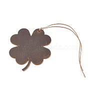 Leather Bookmarks, Page Marker for Book Lovers, Four Leaf Clover Shape, Coconut Brown, 190mm, Leaf: 66.5x60x1.5mm(AJEW-WH0104-12D)