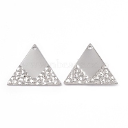 Non-Tarnish 304 Stainless Steel Pendants, Triangle Charm, Stainless Steel Color, 23x26.5x1mm, Hole: 1.5mm(STAS-B031-18P)