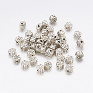 Tibetan Style Alloy Beads, Flower, Antique Silver, Lead Free & Cadmium Free, 4.5x3mm, Hole: 1mm(X-LF0282Y)