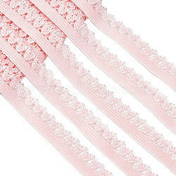Polyester Elastic Cords with Single Edge Trimming, Flat, with Cardboard Display Card, Pink, 13mm(EC-GF0001-38D)