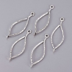 Tibetan Style Oval Links connectors, Cadmium Free & Lead Free, Antique Silver, 44x14x1.5mm, Hole: 1.5mm(TIBEP-A10954-AS-LF)