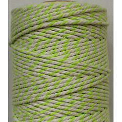 Macrame Cotton Cord, Twisted Cotton Rope, Dyed, for Crafts, Gift Wrapping, Lawn Green, 2mm, about 10.93 yards(10m)/roll(OCOR-L039-D02)