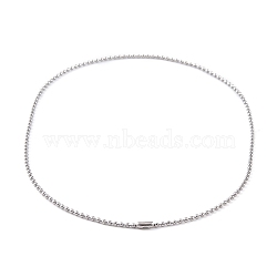 Non-Tarnish 304 Stainless Steel Ball Chain Necklaces for Women, Stainless Steel Color, 16.06 inch(40.8cm), bead: 2mm(NJEW-G135-01E-P)