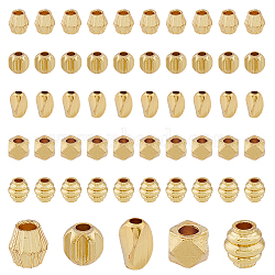 HOBBIESAY 100Pcs 5 Style Rack Plating Brass Beads, Long-Lasting Plated, Column & Bicone & Rondelle & Polygon & Twisted Tube, Golden, 3~5x3~4x3~3.5mm, Hole: 1.4~1.6mm, 20pcs/style(KK-HY0003-53)