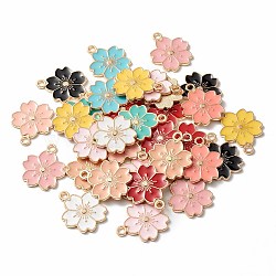 Alloy Enamel Pendants, Sakura Flower, Light Gold, Mixed Color, 20.5x17.5x1.5mm, Hole: 2mm(ENAM-S121-115)