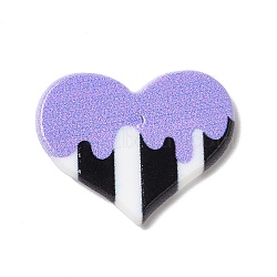 Acrylic Pendants, Heart with Stripe, Lilac, 18x23x2.5mm, Hole: 1.6mm(SACR-E010-01C)
