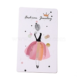 Paper Jewelry Display Cards for Necklace, Earring, Hair Clip, Rectangle with Girl Pattern, Colorful, 14.3x8.7x0.04cm, Hole: 1.4~8mm(CDIS-F005-13)