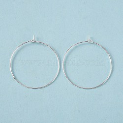 Brass Wine Glass Charm Rings, Hoop Earrings Findings, Silver, 30x0.8mm, 20 Gauge(EC067-3S)