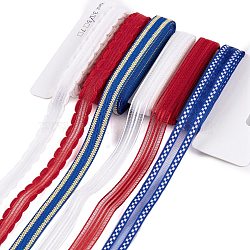 18 Yards 6 Styles Independence Day Polyester & Polycotton Ribbons Sets, for Bowknot Making, Gift Wrapping, Mixed Color, 3/8 inch(10~11mm), 3 yards/style(SRIB-A015-02B-02)