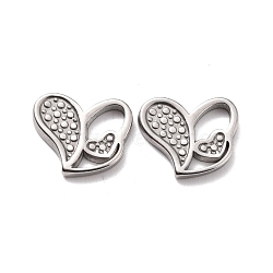 304 Stainless Steel Pendants Cabochons for Enamel, Heart, Stainless Steel Color, 13x15x2mm, Hole: 4x7mm(STAS-B024-19P)