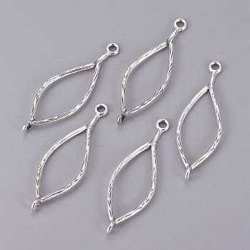 Tibetan Style Oval Links connectors, Cadmium Free & Lead Free, Antique Silver, 44x14x1.5mm, Hole: 1.5mm