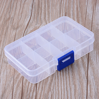 8 Compartments Polypropylene(PP) Bead Storage Containers, Rectangle, Clear, 10.8x7x2.3cm, Hole: 6mm