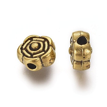 Tibetan Style Beads, Lead Free & Cadmium Free, Flower, Antique Golden Color, Size: about 6.5mm in diameter, hole: 1mm