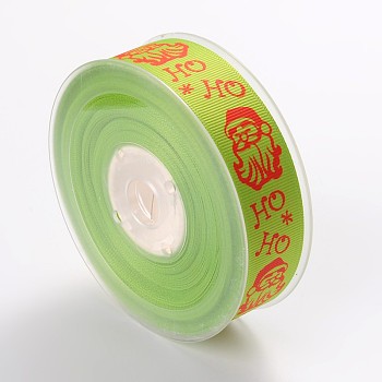 Christmas Theme Polyester Ribbons, Green Yellow, 1 inch(25mm), about 100yards/roll(91.44m/roll)