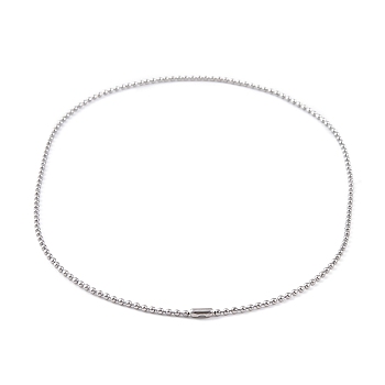 304 Stainless Steel Ball Chain Necklaces for Women, Stainless Steel Color, 16.06 inch(40.8cm), bead: 2mm