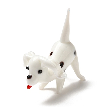 3D Dalmatian Dog Handmade Lampwork Ornaments Figurine, Desk Statue for Home Office Decoration, White, 36x55x52mm