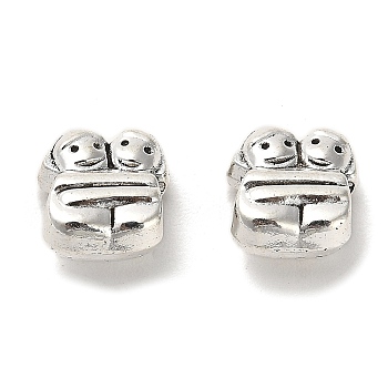 Tibetan Style Alloy European Beads, Lead Free & Cadmium Free, Antique Silver, Large Hole Beads, Human, 12x11.5x7.5mm, Hole: 4.5mm