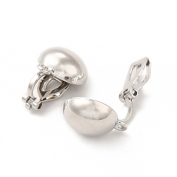 Alloy Clip-on Earring Findings, with Horizontal Loops, Flat Round, Platinum, 17x12x10mm, Hole: 1.5mm