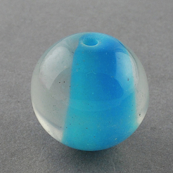 Resin Beads, with Glitter Powder Inside, Round, Deep Sky Blue, 20mm, Hole: 3mm