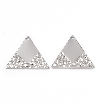 304 Stainless Steel Pendants, Triangle Charm, Stainless Steel Color, 23x26.5x1mm, Hole: 1.5mm